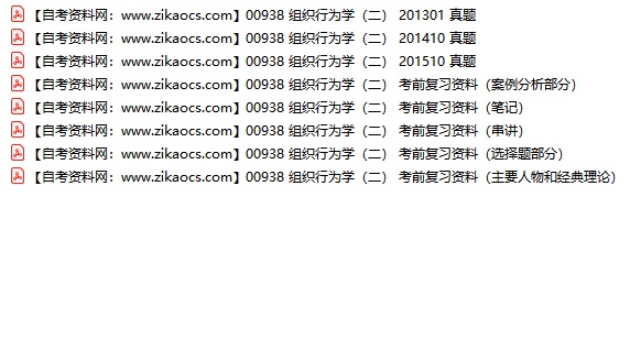 00938组织行为学二自考历年真题及答案汇总（附考试重点资料）