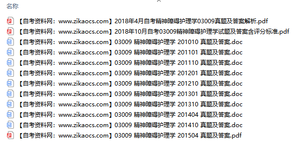 03009精神障碍护理学自考历年真题及答案汇总