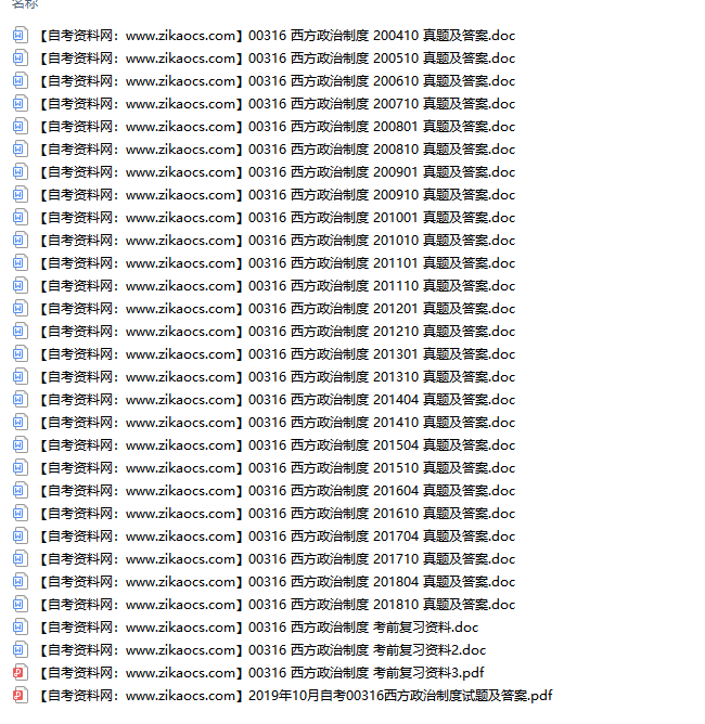 00316西方政治制度自考历年真题及答案汇总（附考试重点资料）