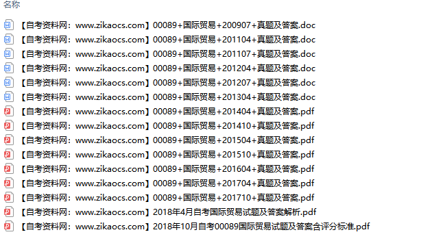 00089国际贸易自考历年真题及答案汇总