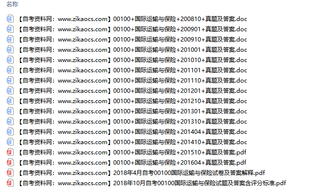 00100国际运输与保险自考历年真题及答案汇总