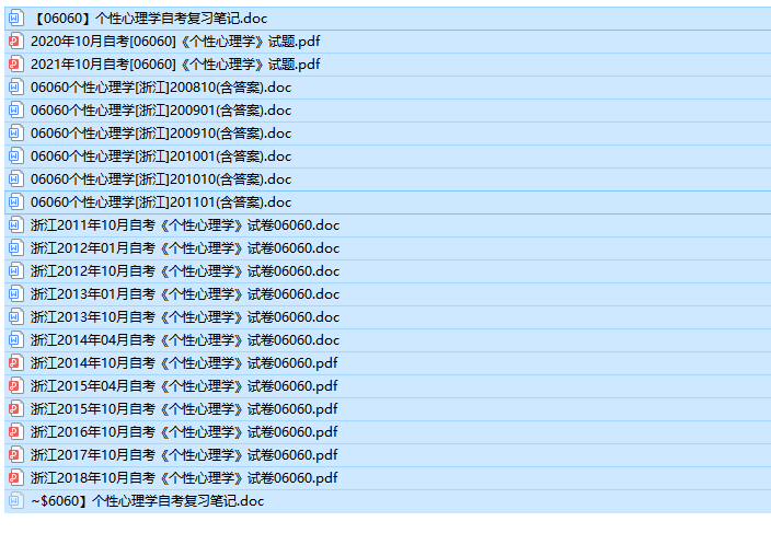 [浙江]自考06060个性心理学历年试题及答案+复习资料（持续更新中）