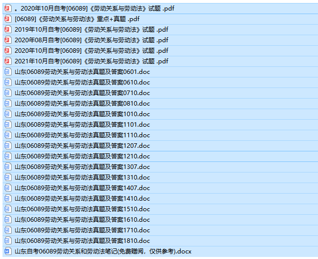 山东卷自考06089 劳动关系与劳动法历年试题及答案+复习资料（持续更新中）