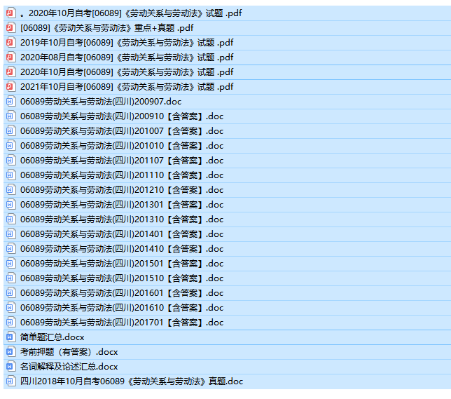 四川卷自考06089劳动关系与劳动法历年试题及答案+复习资料（持续更新中）