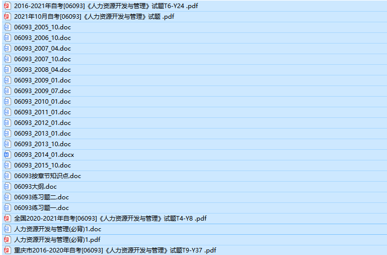 福建卷自考06093 人力资源开发与管理历年试题及答案+复习资料（持续更新中）