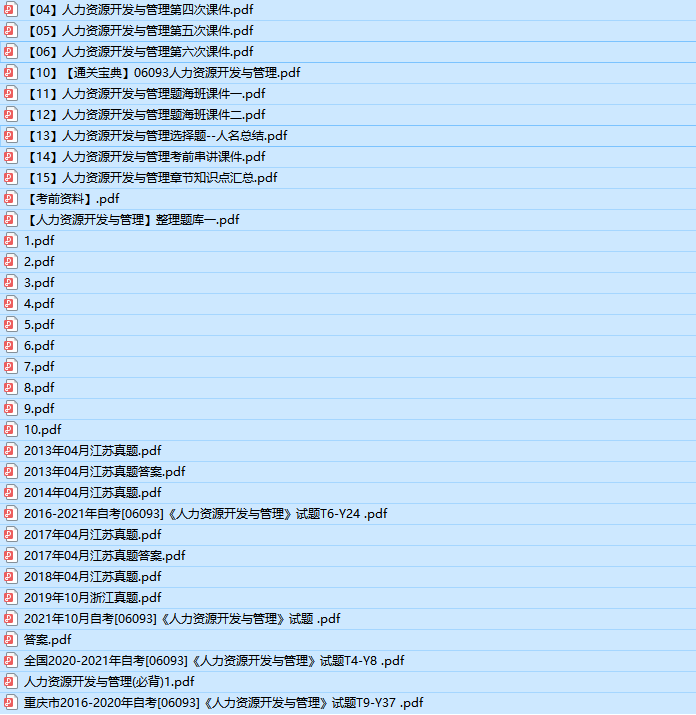 江苏卷自考06093 人力资源开发与管理历年试题及答案+复习资料（持续更新中）