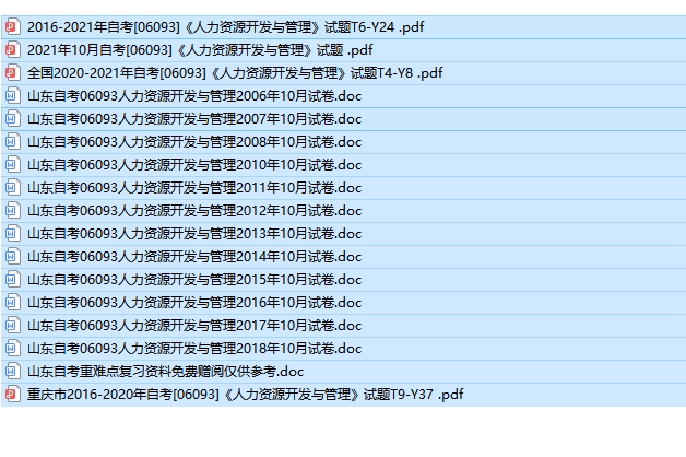 山东卷自考06093人力资源开发与管理历年试题及答案+复习资料（持续更新中）