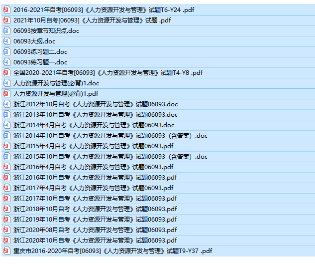 浙江卷自考06093人力资源开发与管理历年试题及答案+复习资料（持续更新中）