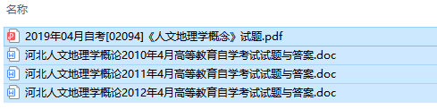 自考02094人文地理学概论历年试题及答案（持续更新中）