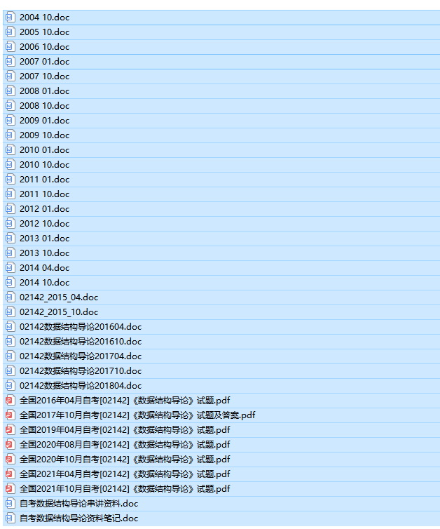 自考02142数据结构导论历年试题及答案+复习资料（持续更新中）