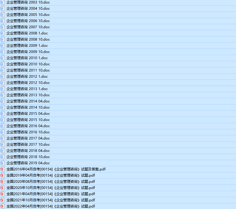 自考00154企业管理咨询历年真题及答案（持续更新中）