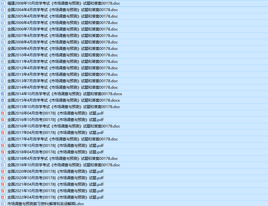 自考00178市场调查与预测历年真题及答案(持续更新中)