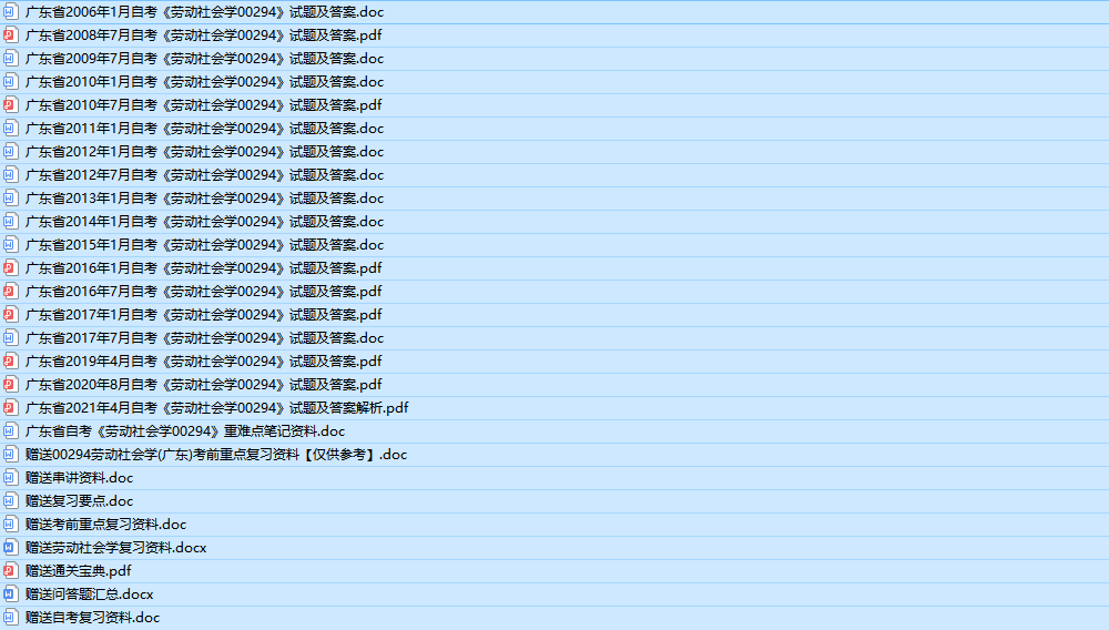自考00294广东劳动社会学历年真题及答案（持续更新中）