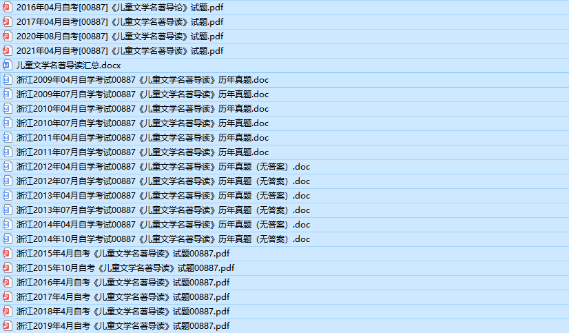 浙江自考00887儿童文学名著导读历年真题及答案（持续更新中）
